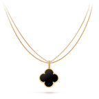 ¡®Glow¡¯CLOVER 25MM GOLD ONYX BIG CLOVER NECKLACE