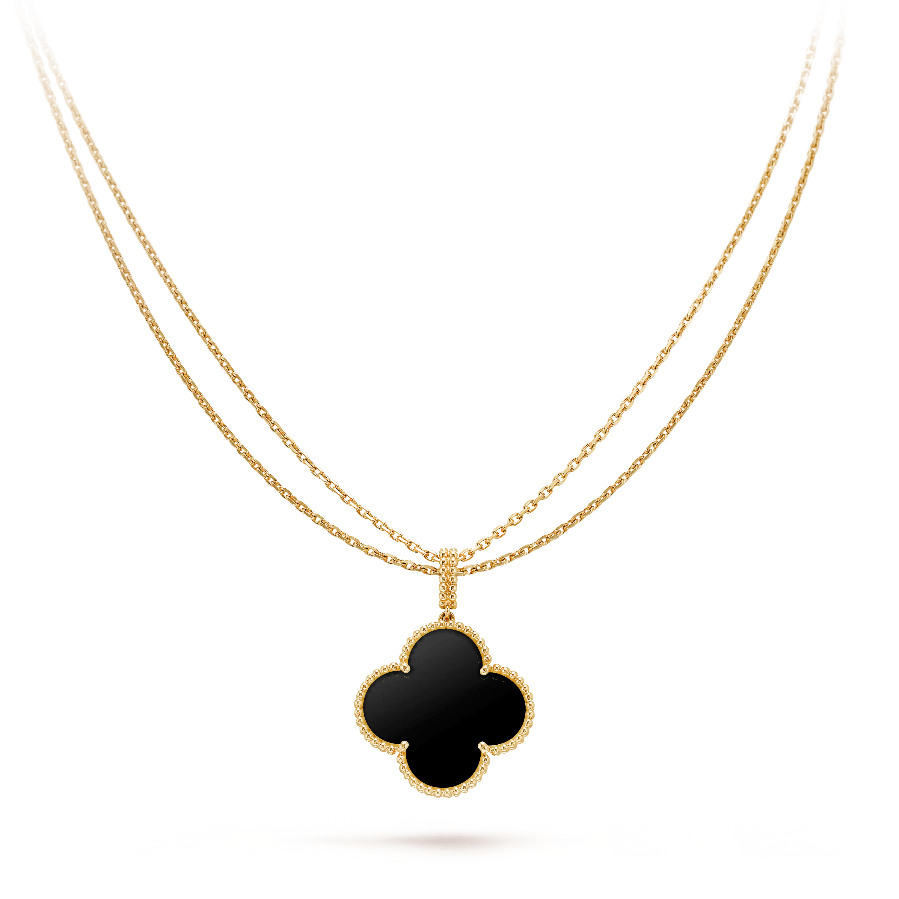 ¡®Glow¡¯CLOVER 25MM GOLD ONYX BIG CLOVER NECKLACE