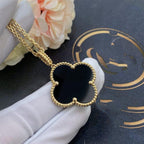 ¡®Glow¡¯CLOVER 25MM GOLD ONYX BIG CLOVER NECKLACE