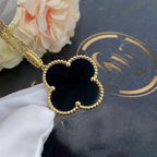 ¡®Glow¡¯CLOVER 25MM GOLD ONYX BIG CLOVER NECKLACE