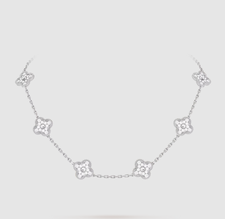 [¡®Glow¡¯]CLOVER 10 MOTIFS FULL DIAMOND NECKLACE
