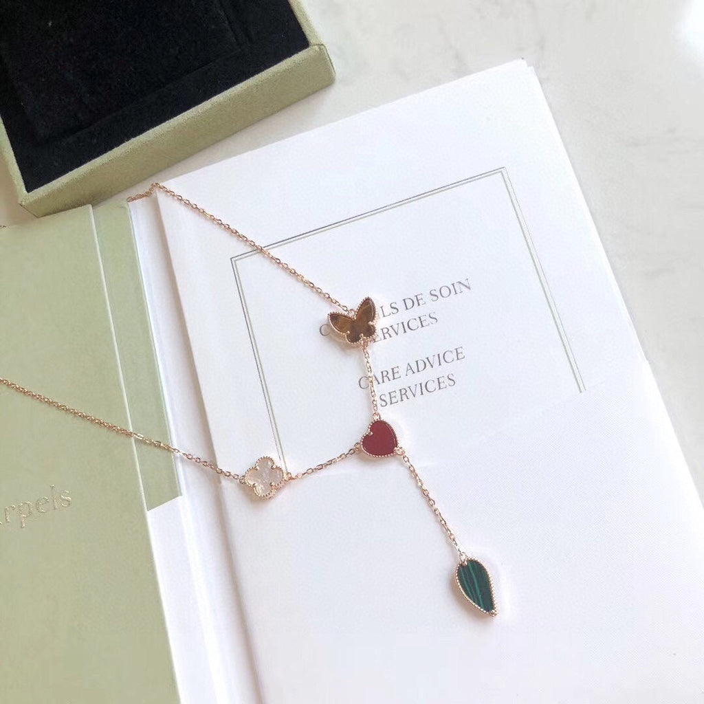 ¡®Glow¡¯LUCKY SPRING 4 MOTIFS ROSE GOLD NECKLACE