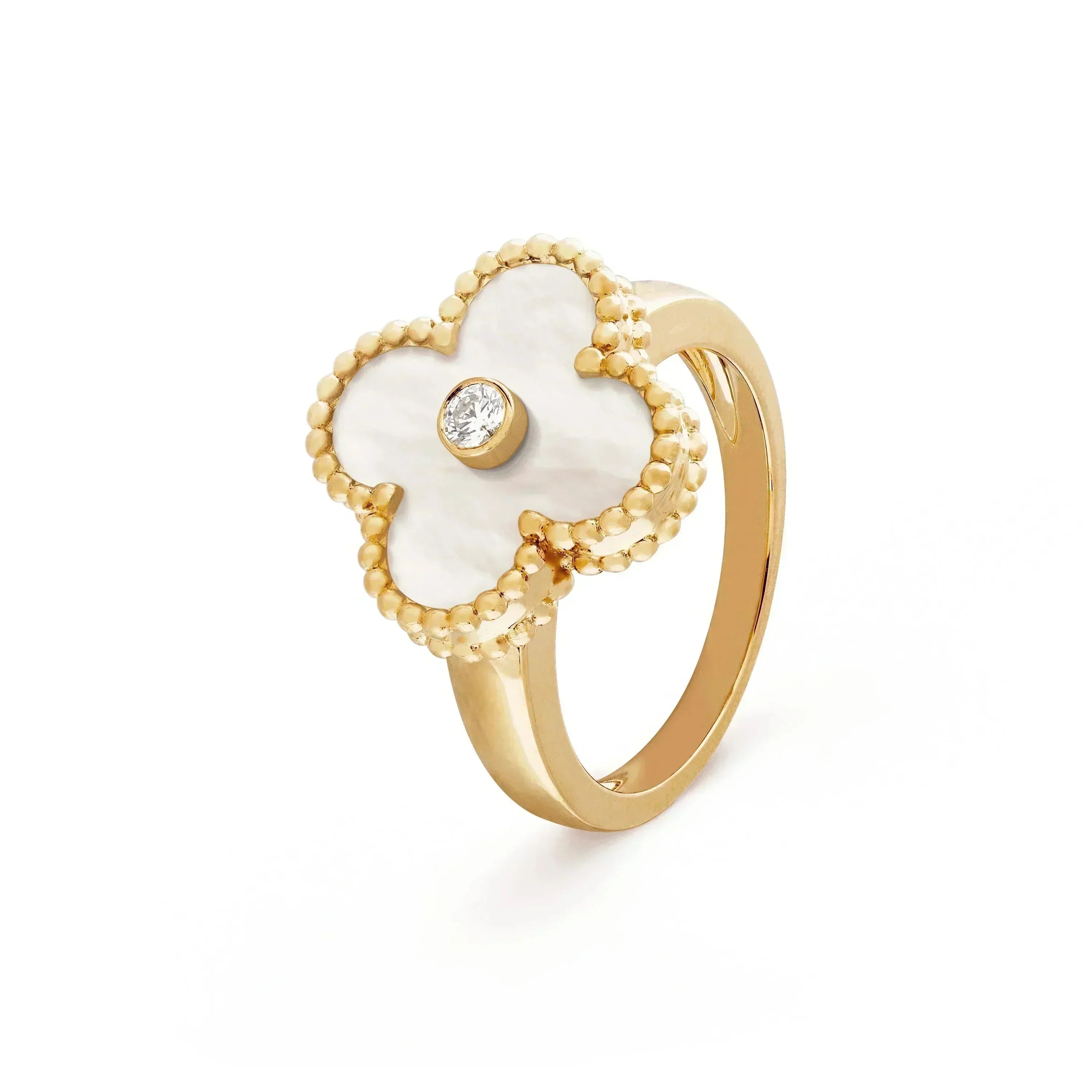 ¡®Glow¡¯CLOVER PINK MOP RING GOLD DIAMOND
