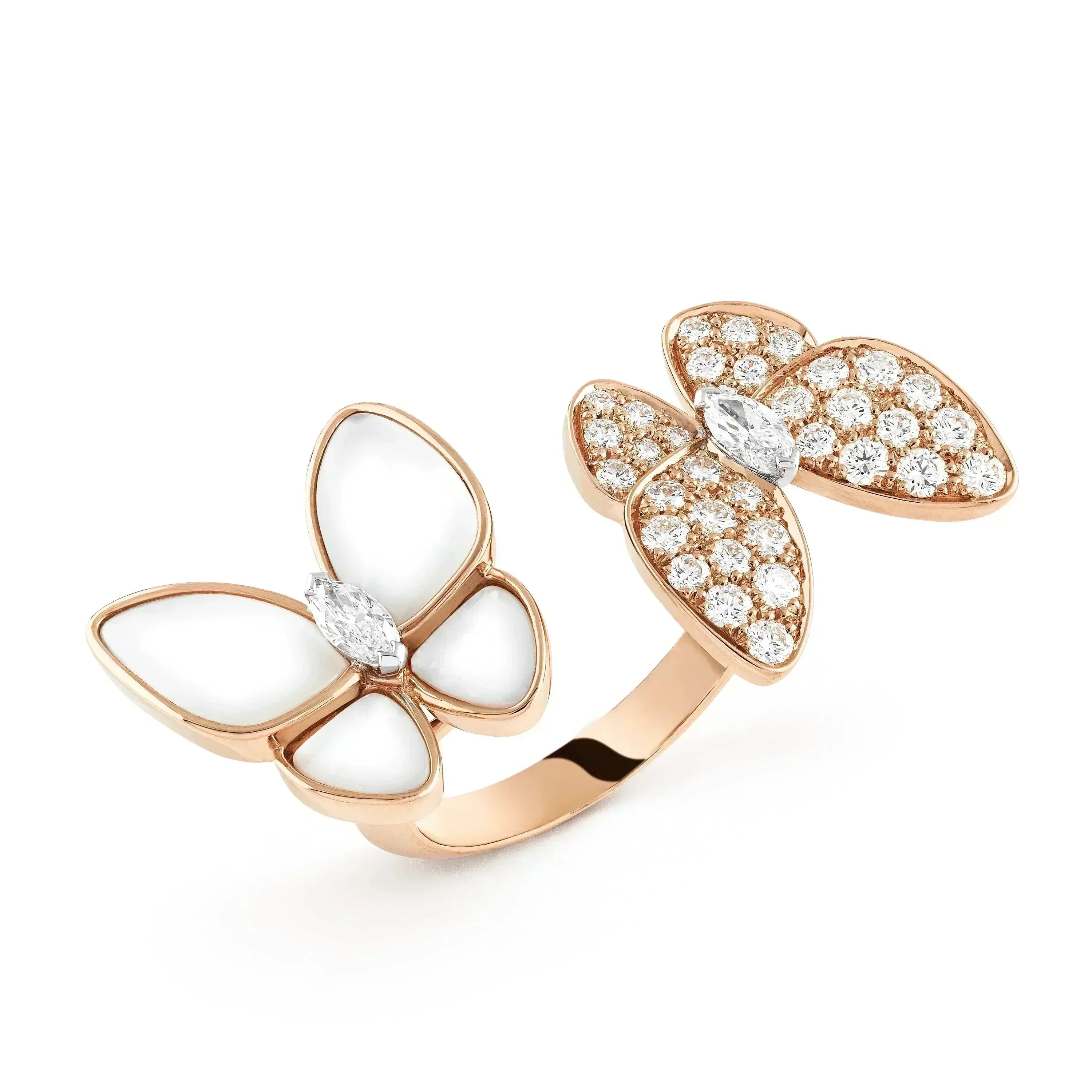 ¡®Glow¡¯TWIN BUTTERFLY DIAMOND MOP RING